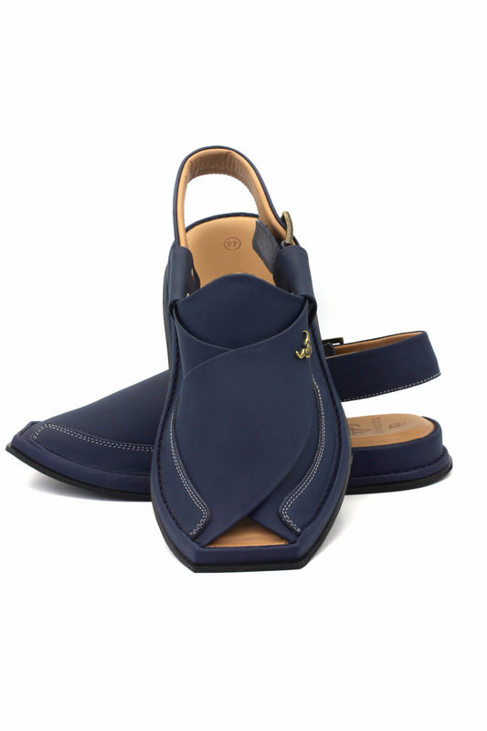 Luxury Zalmi Blue Authentic Peshawari Chappal by Rennuce