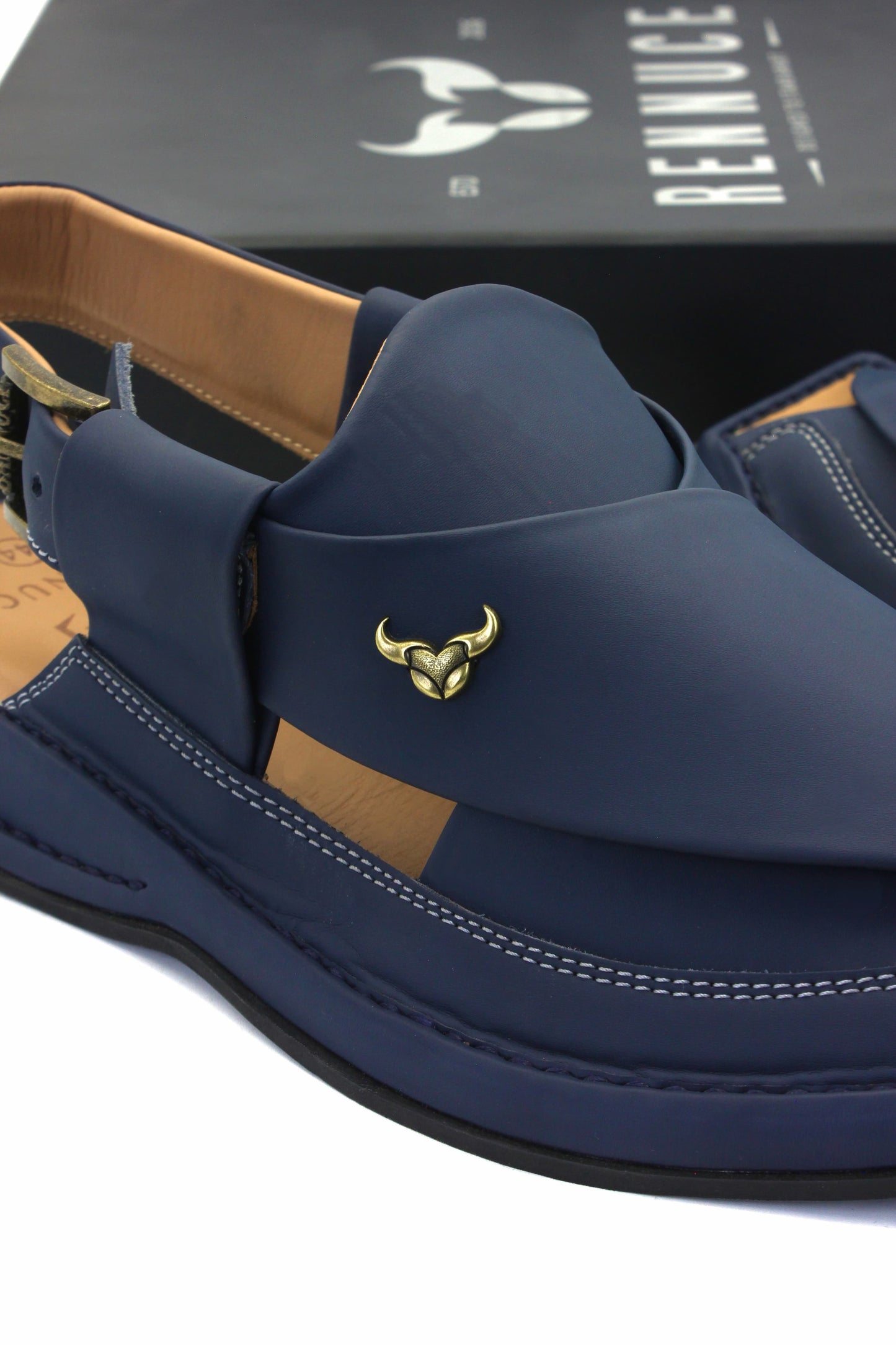 Luxury Zalmi Blue Authentic Peshawari Chappal by Rennuce