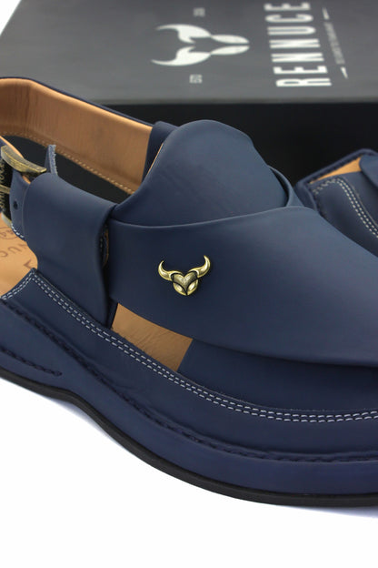 Luxury Zalmi Blue Authentic Peshawari Chappal by Rennuce