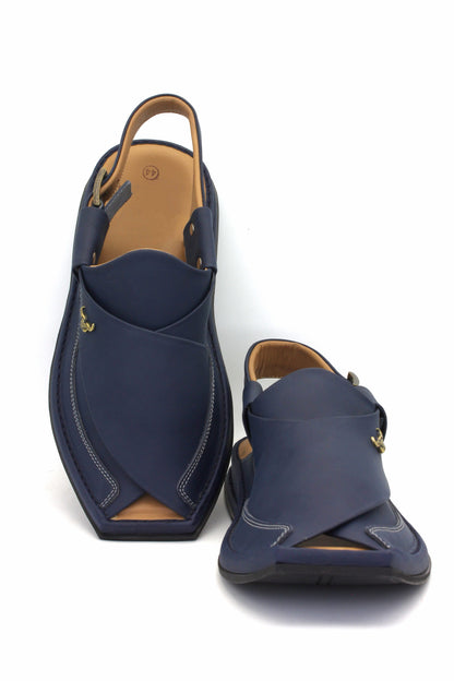 Luxury Zalmi Blue Authentic Peshawari Chappal by Rennuce
