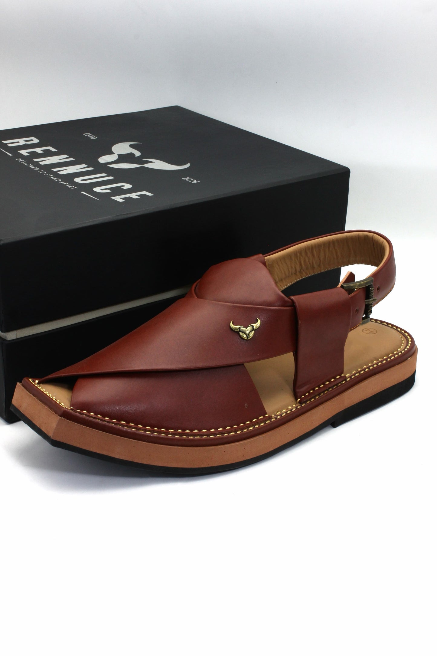 Luxury Meroon Authentic Peshawari  Kaptaan Chappal by Rennuce