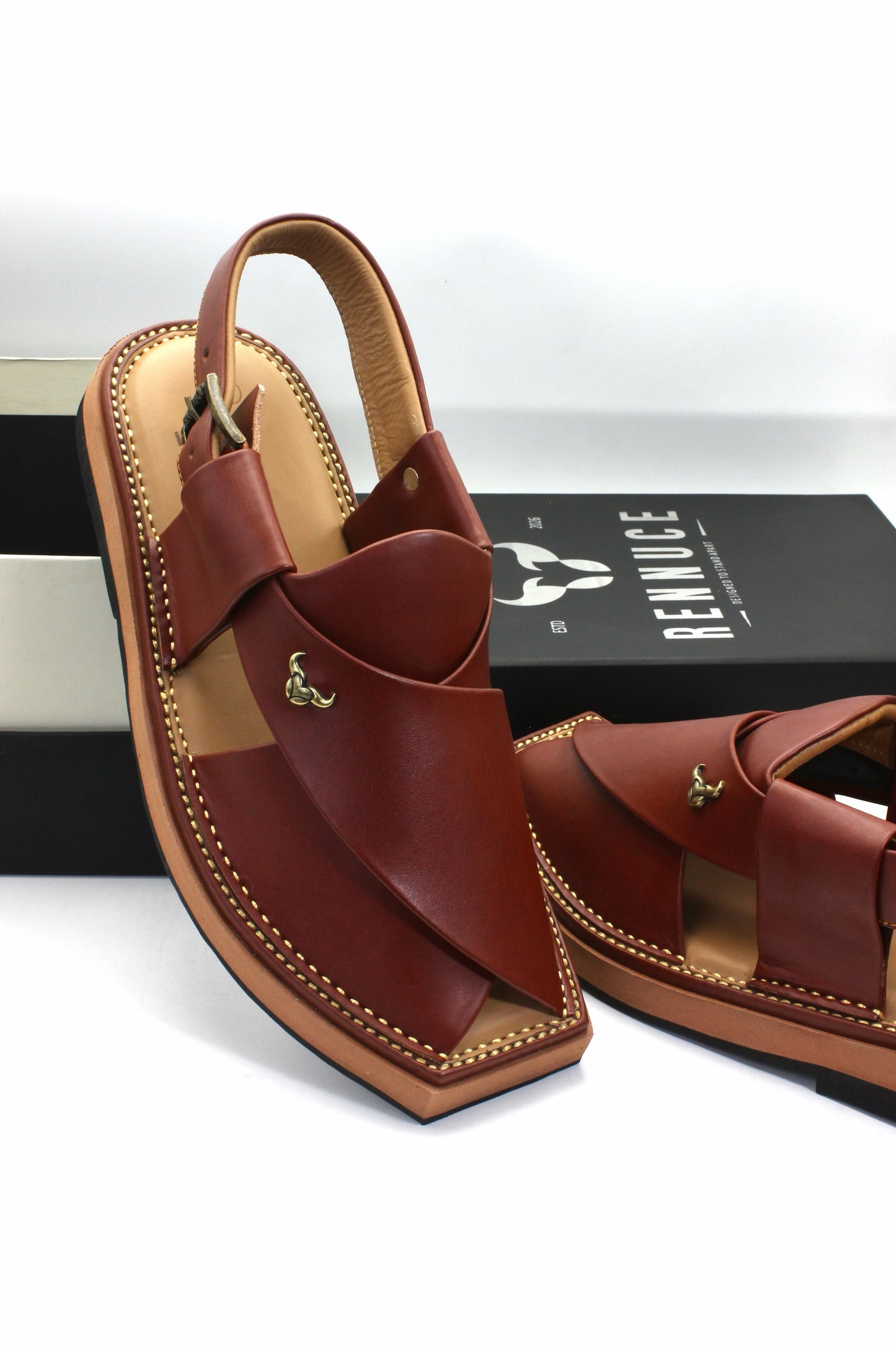 Luxury Meroon Authentic Peshawari  Kaptaan Chappal by Rennuce