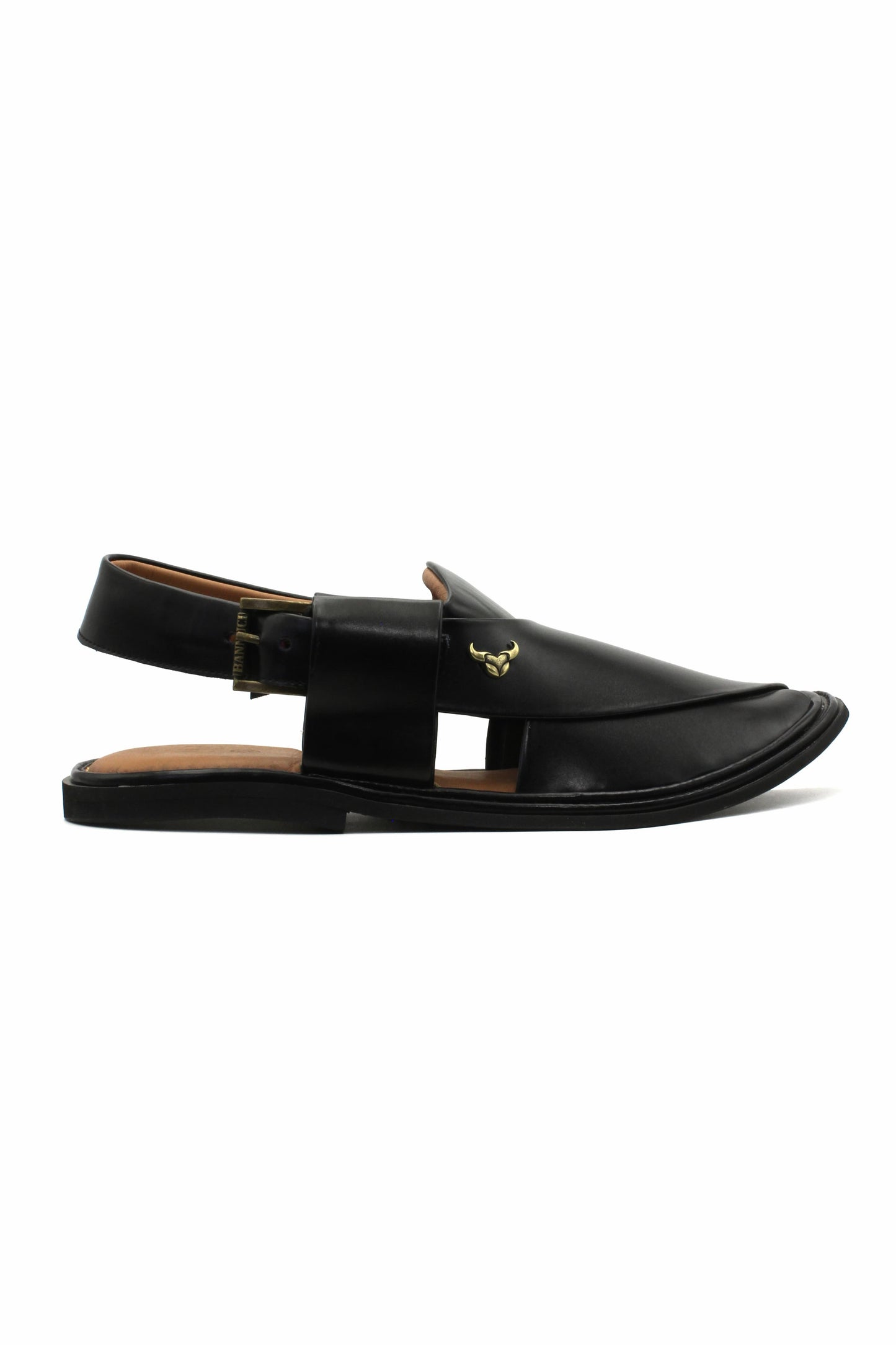 Luxury Round Black Authentic Peshawari Chappal by Rennuce