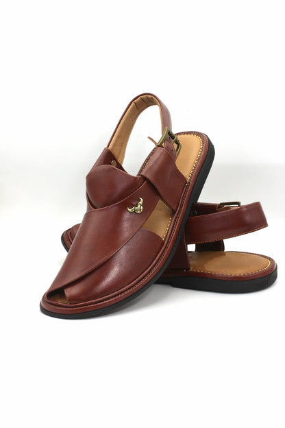 Luxury Round Meroon Authentic Peshawari Chappal by Rennuce