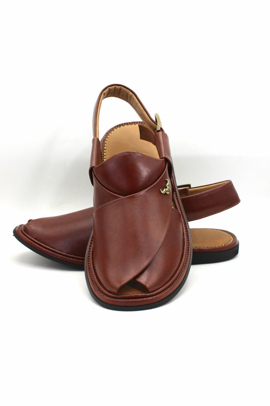 Luxury Round Meroon Authentic Peshawari Chappal by Rennuce