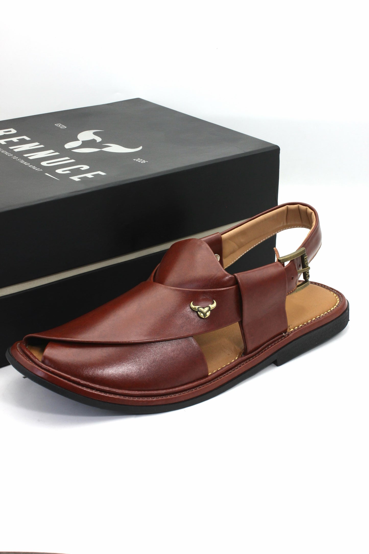 Luxury Round Meroon Authentic Peshawari Chappal by Rennuce
