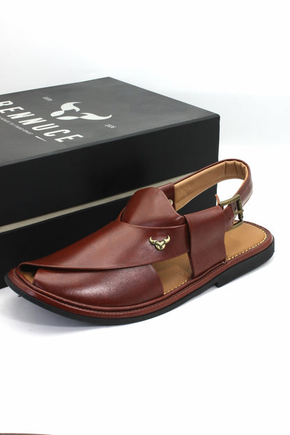Luxury Round Meroon Authentic Peshawari Chappal by Rennuce