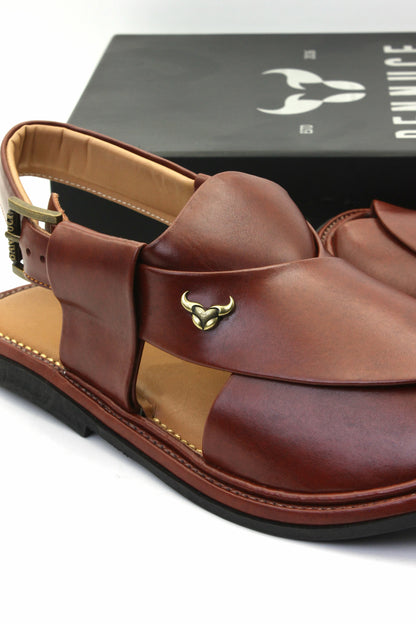 Luxury Round Meroon Authentic Peshawari Chappal by Rennuce