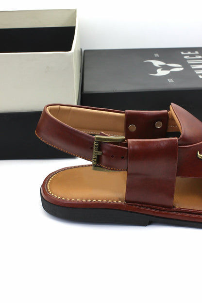 Luxury Round Meroon Authentic Peshawari Chappal by Rennuce