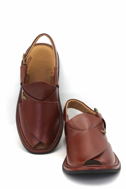 Luxury Round Meroon Authentic Peshawari Chappal by Rennuce