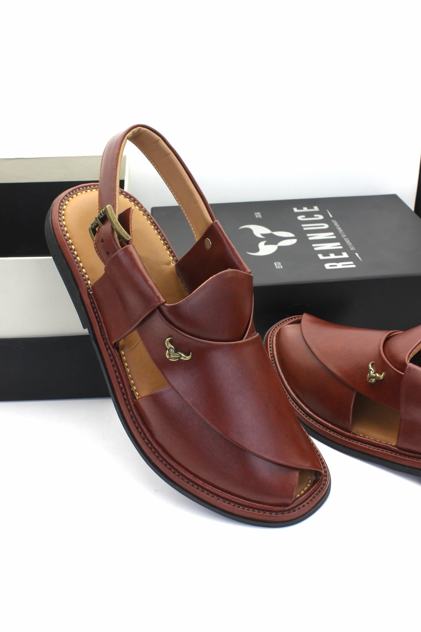 Luxury Round Meroon Authentic Peshawari Chappal by Rennuce