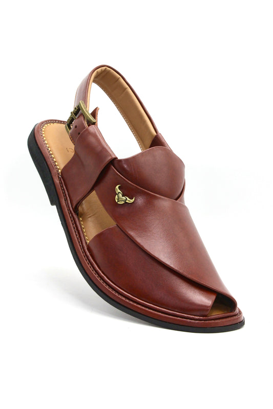 Luxury Round Meroon Authentic Peshawari Chappal by Rennuce