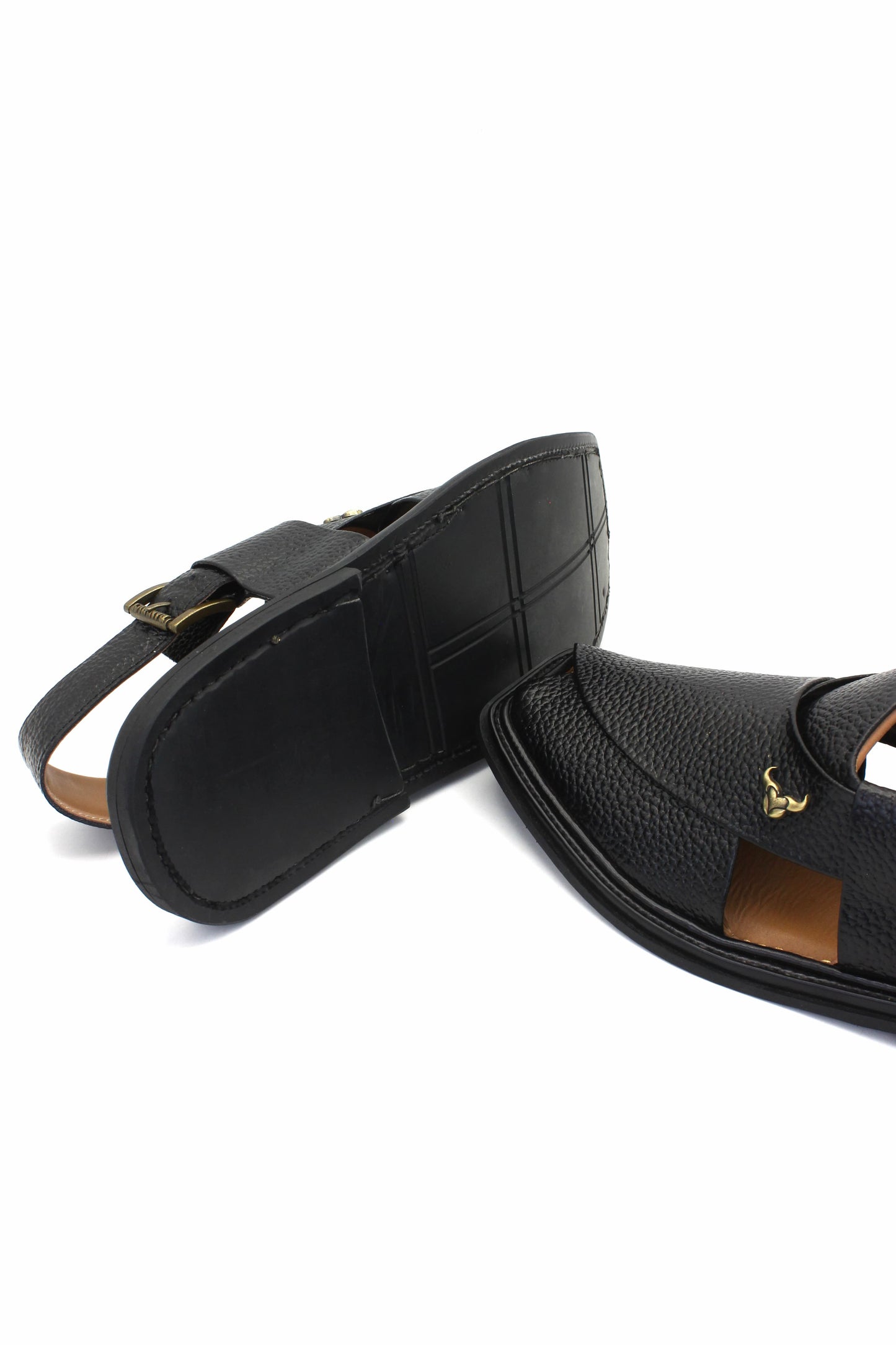 Luxury Traditional Black Granular Authentic Peshawari Chappal by Rennuce