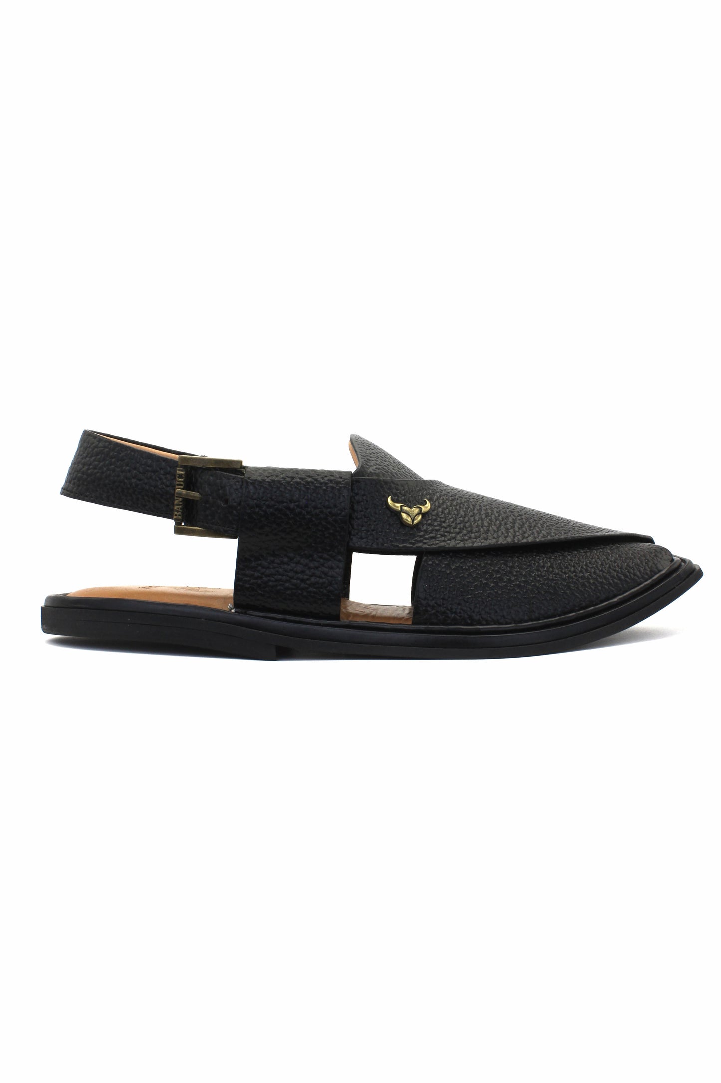 Luxury Traditional Black Granular Authentic Peshawari Chappal by Rennuce