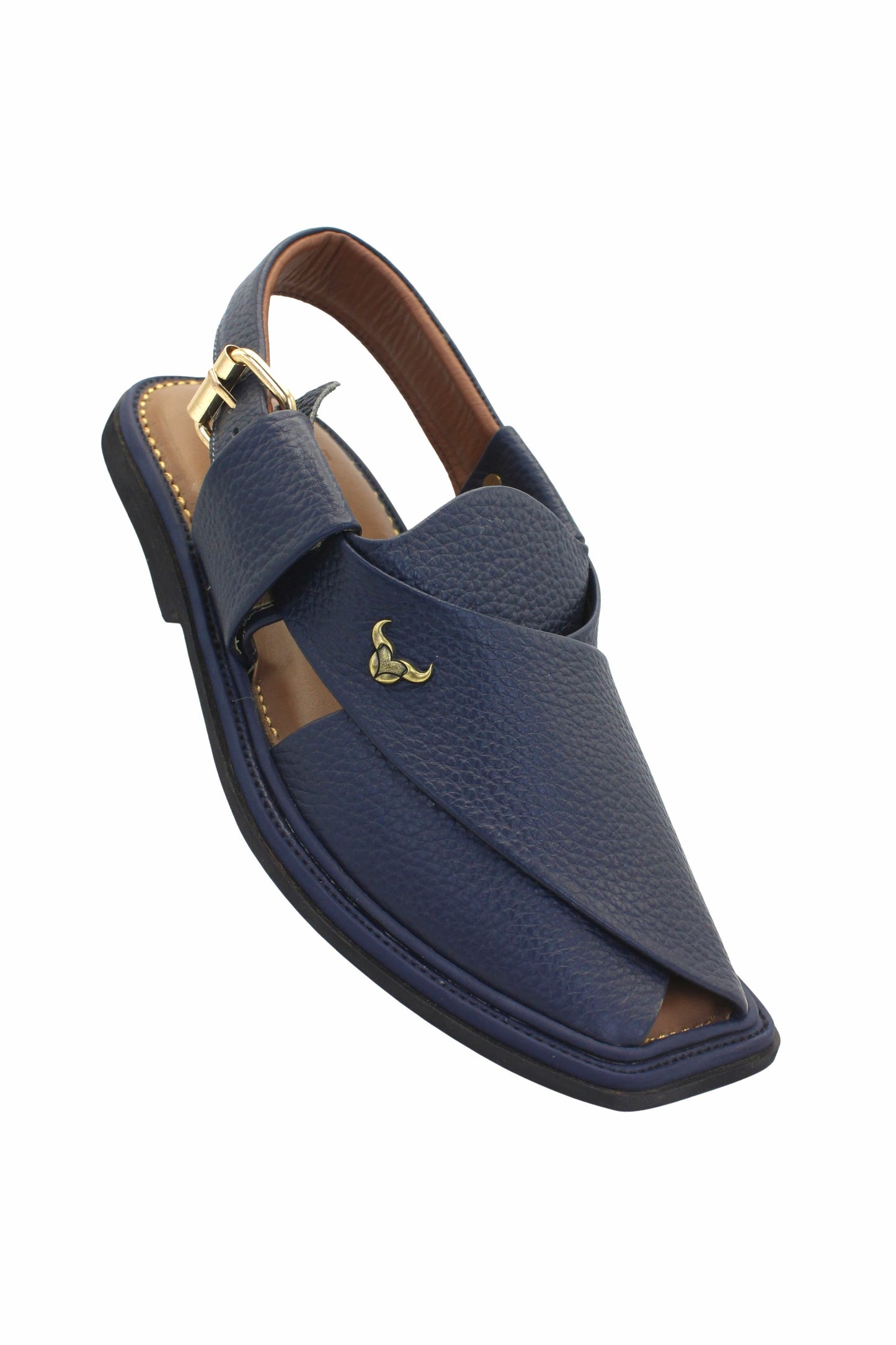 Luxury Traditional Dark Blue Granular Peshawari Chappal by Rennuce