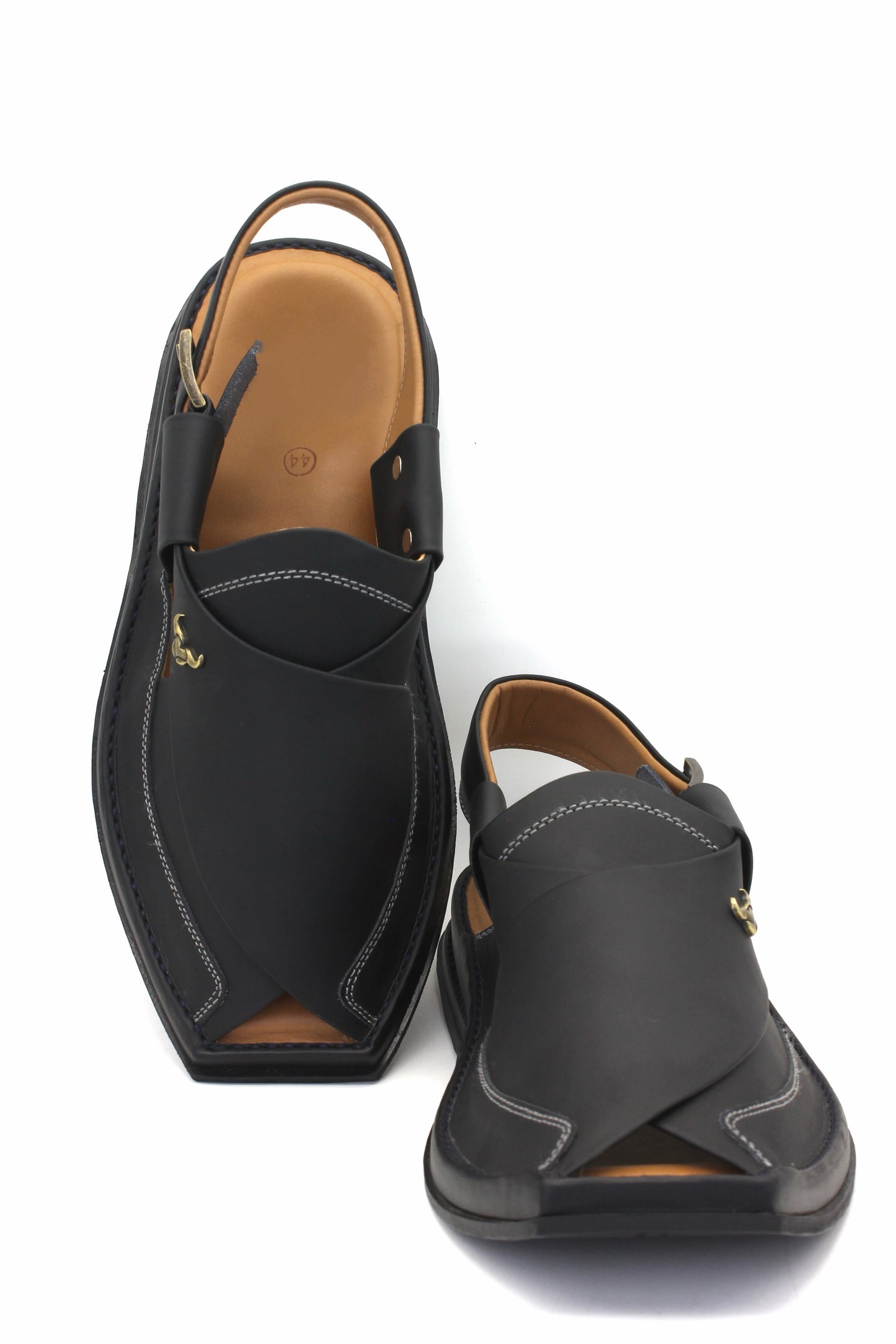 Luxury Zalmi Black Authentic Peshawari Chappal by Rennuce