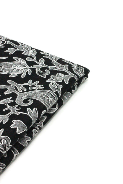 Premium Quality Black With Off White Embroidered Authentic Pashmina Cashmere Shawl BY RENNUCE
