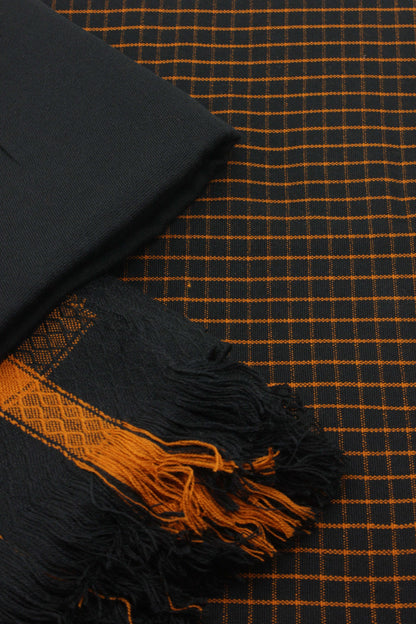 PREMIUM QUALITY BLACK WITH ORANGE NOIR PURE WOOLEN SUIT FOR WOMEN