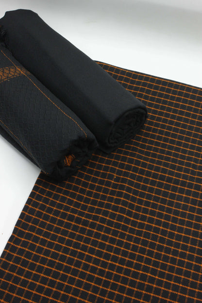 PREMIUM QUALITY BLACK WITH ORANGE NOIR PURE WOOLEN SUIT FOR WOMEN