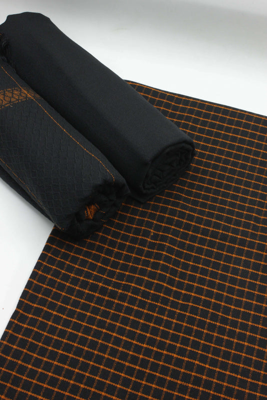 PREMIUM QUALITY BLACK WITH ORANGE NOIR PURE WOOLEN SUIT FOR WOMEN