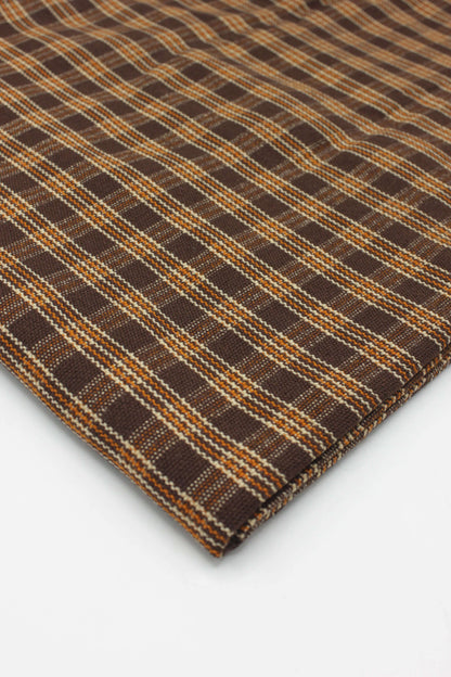 PREMIUM QUALITY BROWN WITH ORANGE PATTERN UNSTITCHED PURE WOOLEN SUIT FOR WOMEN