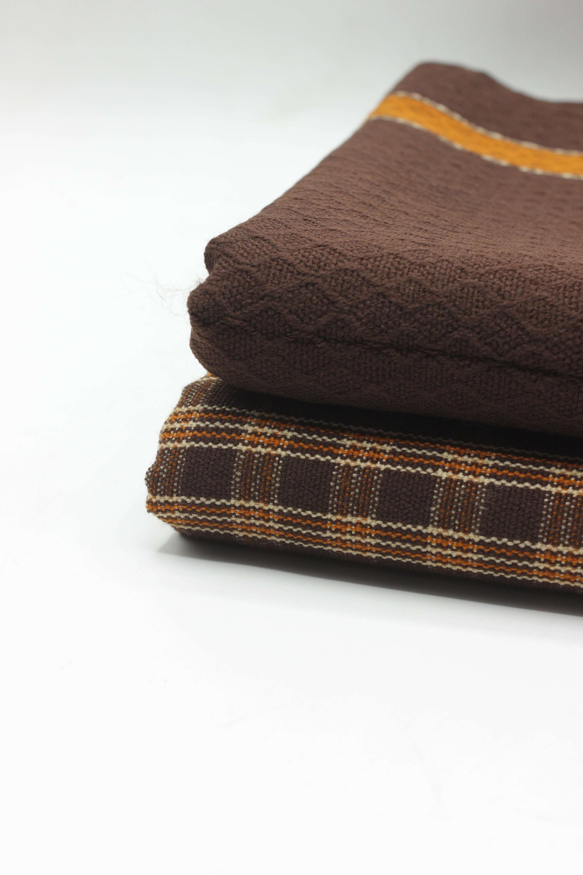 PREMIUM QUALITY BROWN WITH ORANGE PATTERN UNSTITCHED PURE WOOLEN SUIT FOR WOMEN