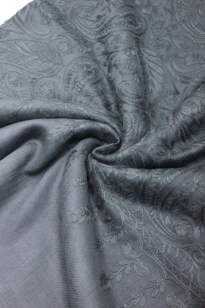 PREMIUM QUALITY GRAY EMBROIDERED PASHMINA CASHMERE SHAWL