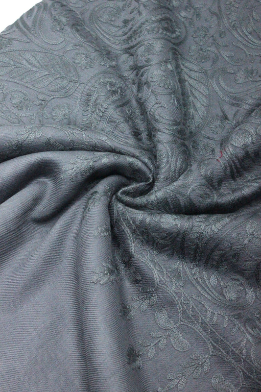 PREMIUM QUALITY GRAY EMBROIDERED PASHMINA CASHMERE SHAWL