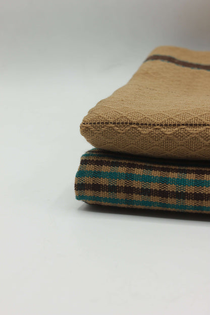 PREMIUM QUALITY MUSTARD WITH GREEN PATTERN UNSTITCHED PURE WOOLEN SUIT FOR WOMEN