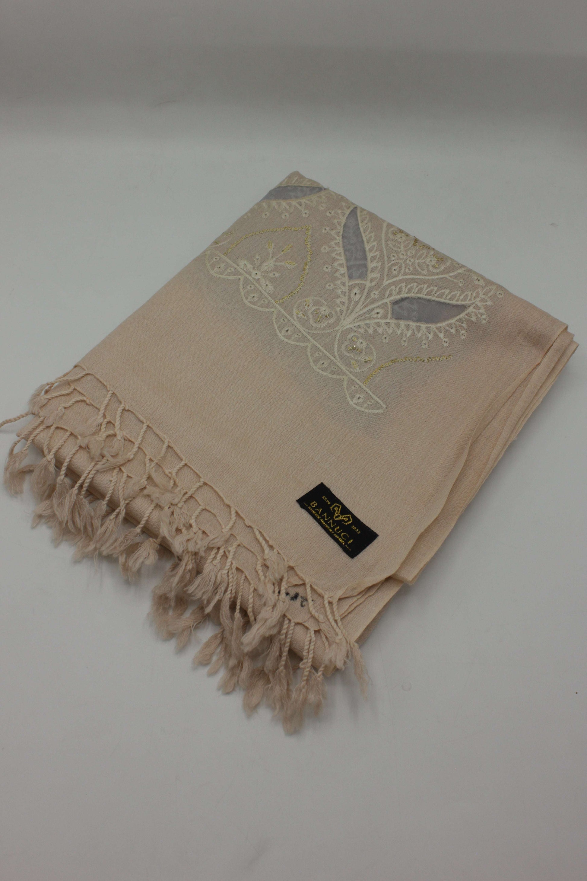 PREMIUM QUALITY LIGHT PINK EMBROIDERED WOOLEN SHAWL FOR WOMEN