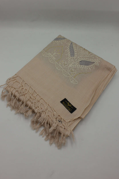 PREMIUM QUALITY LIGHT PINK EMBROIDERED WOOLEN SHAWL FOR WOMEN