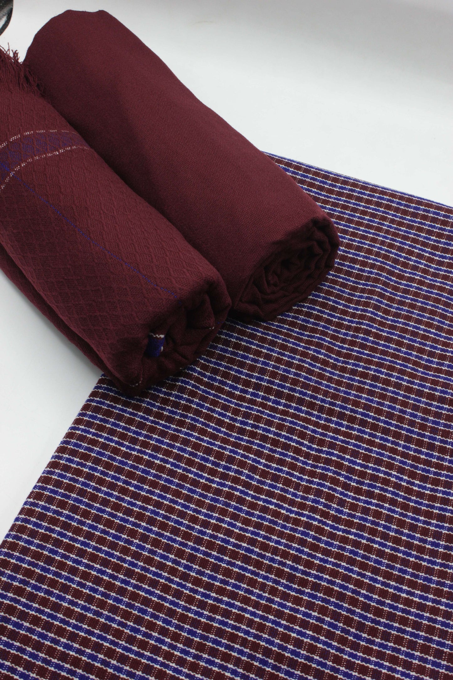 PREMIUM QUALITY MEROON WITH NAVY BORDER PURE WOOLEN SUIT FOR WOMEN