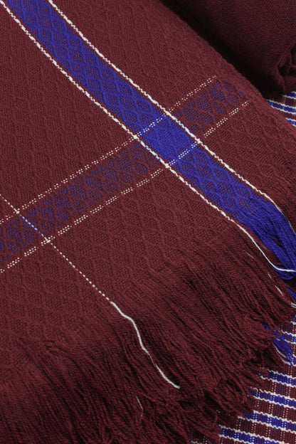 PREMIUM QUALITY MEROON WITH NAVY BORDER PURE WOOLEN SUIT FOR WOMEN
