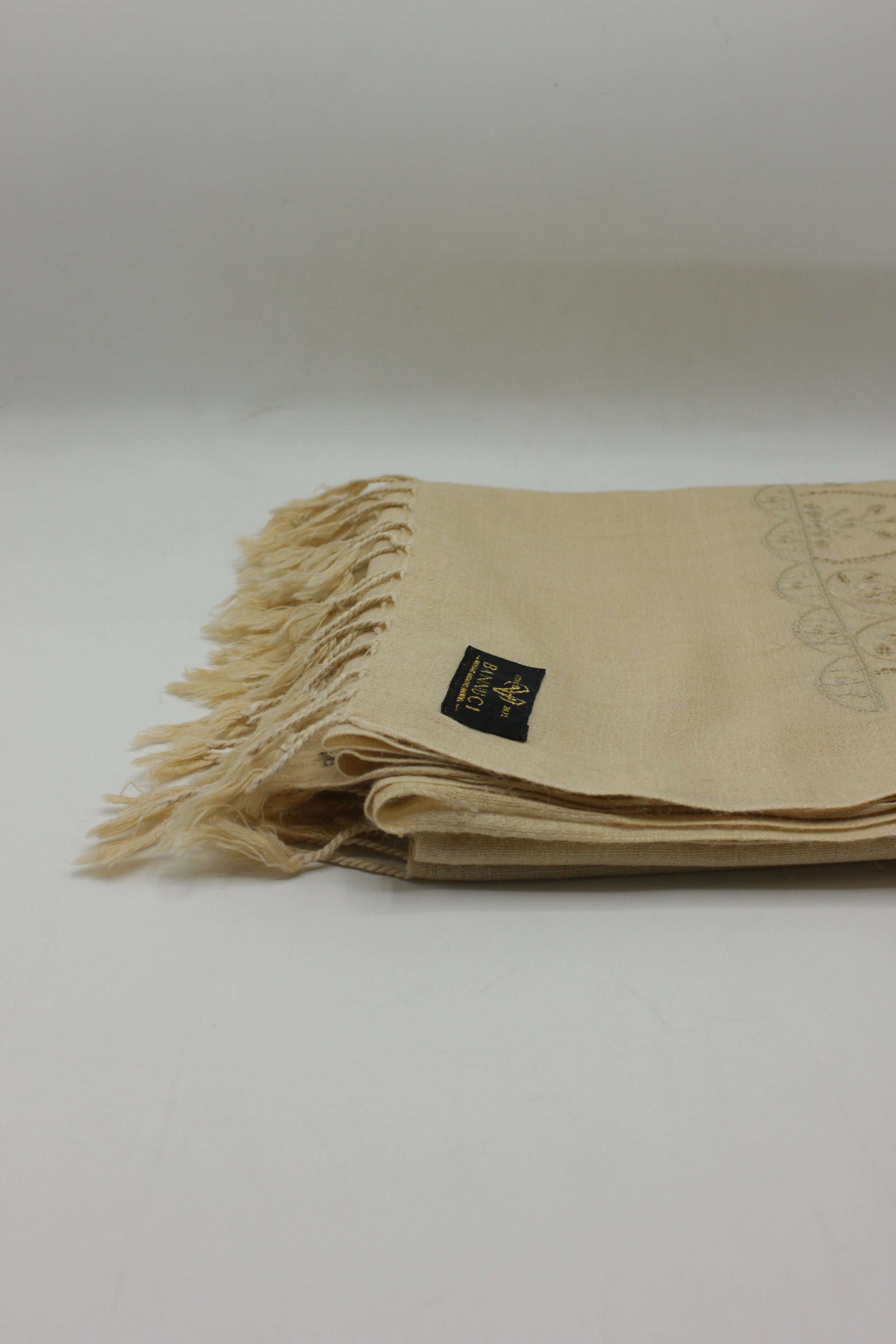 PREMIUM QUALITY PALE CAMEL EMBROIDERED WOOLEN SHAWL FOR WOMEN