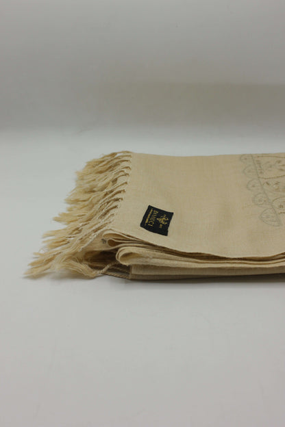PREMIUM QUALITY PALE CAMEL EMBROIDERED WOOLEN SHAWL FOR WOMEN