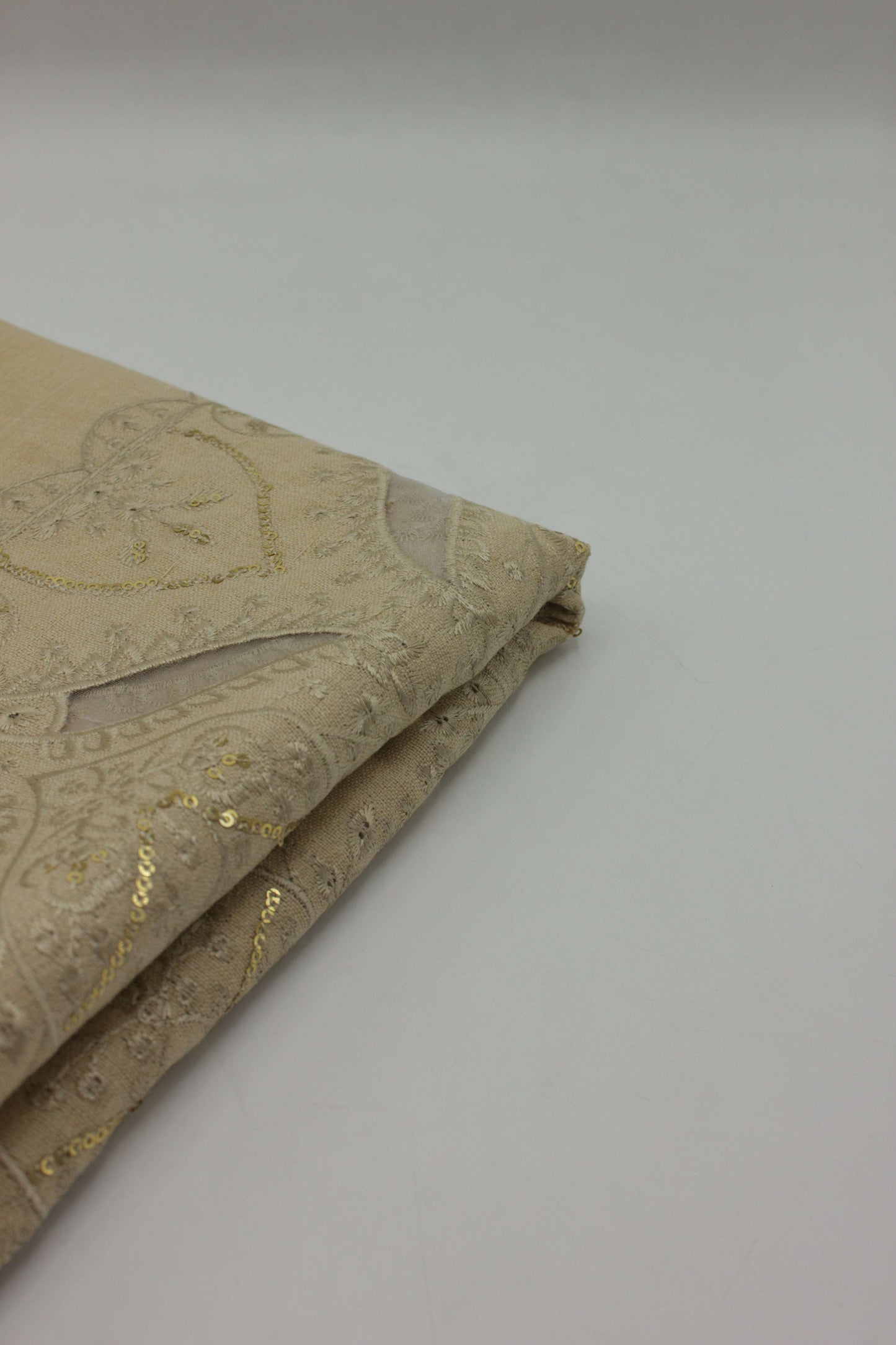 PREMIUM QUALITY PALE CAMEL EMBROIDERED WOOLEN SHAWL FOR WOMEN