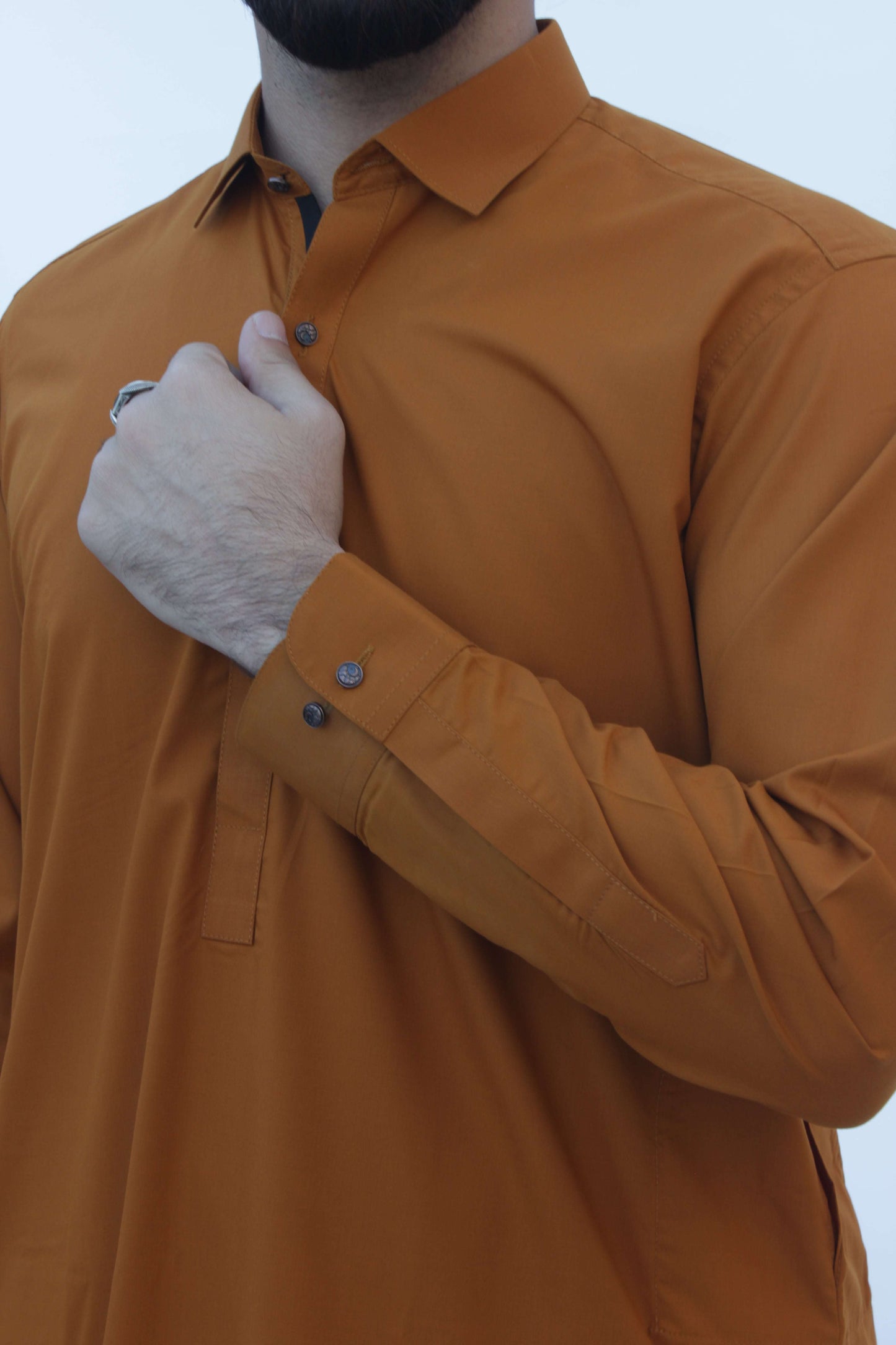 Premium Quality Autumn Ochre Kameez Shalwar by Rennuce