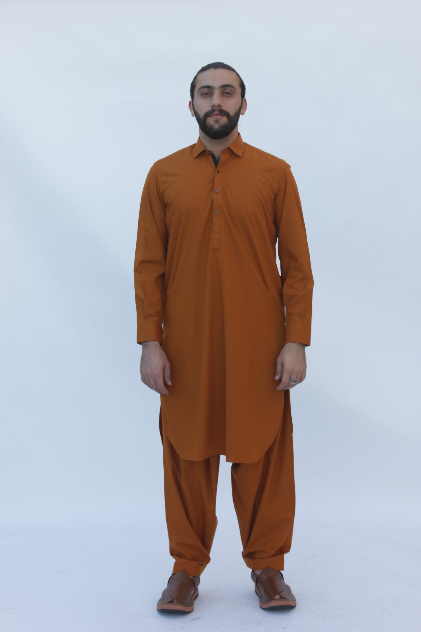 Premium Quality Autumn Ochre Kameez Shalwar by Rennuce