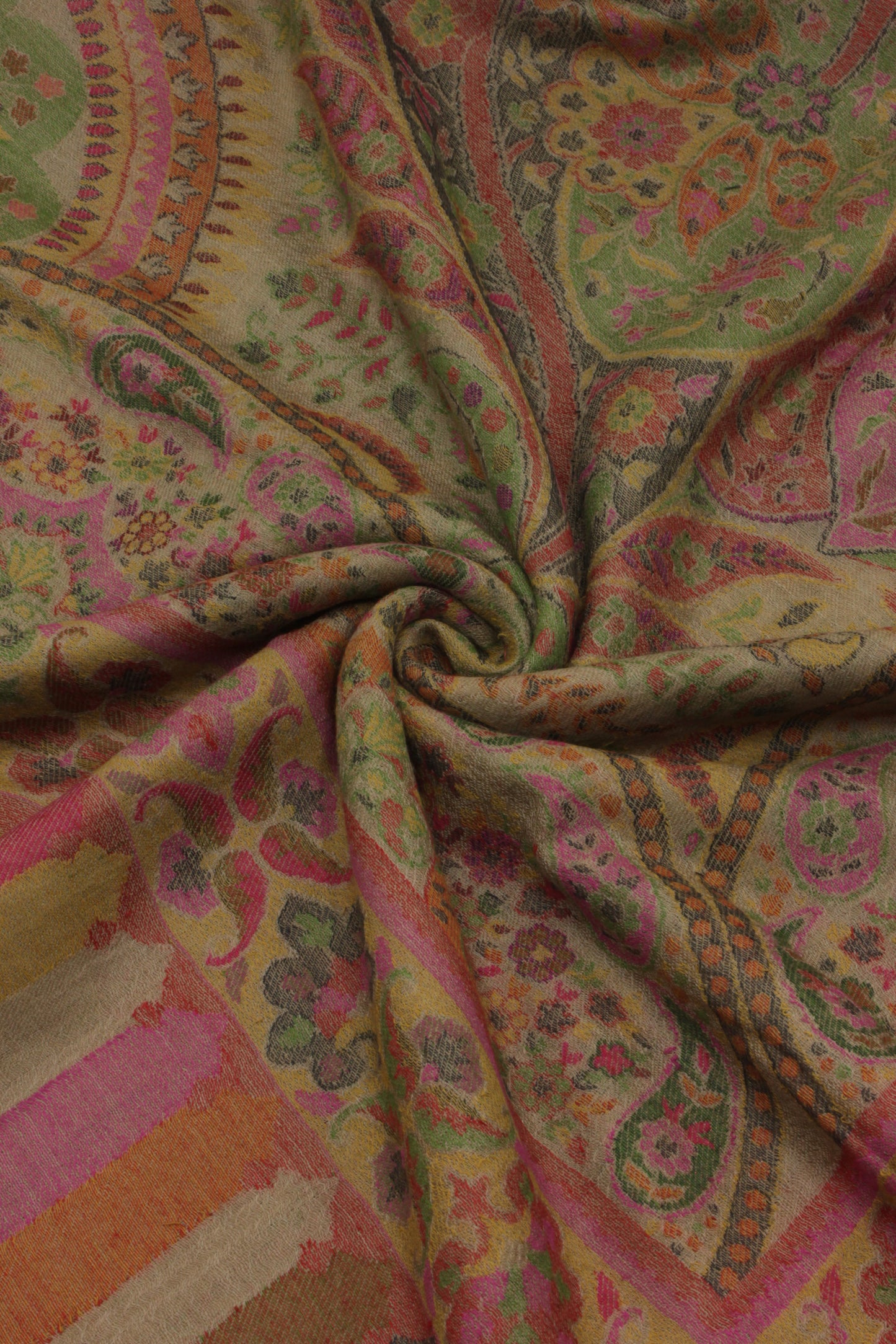 Premium Quality Beige Multi Color Woven Authentic Pashmina Cashmere Shawl by Rennuce