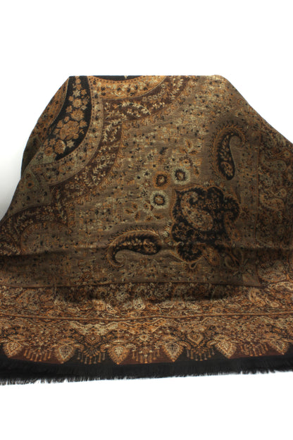 Premium Quality Brown Color Woven Authentic Pashmina Cashmere Shawl by Rennuce