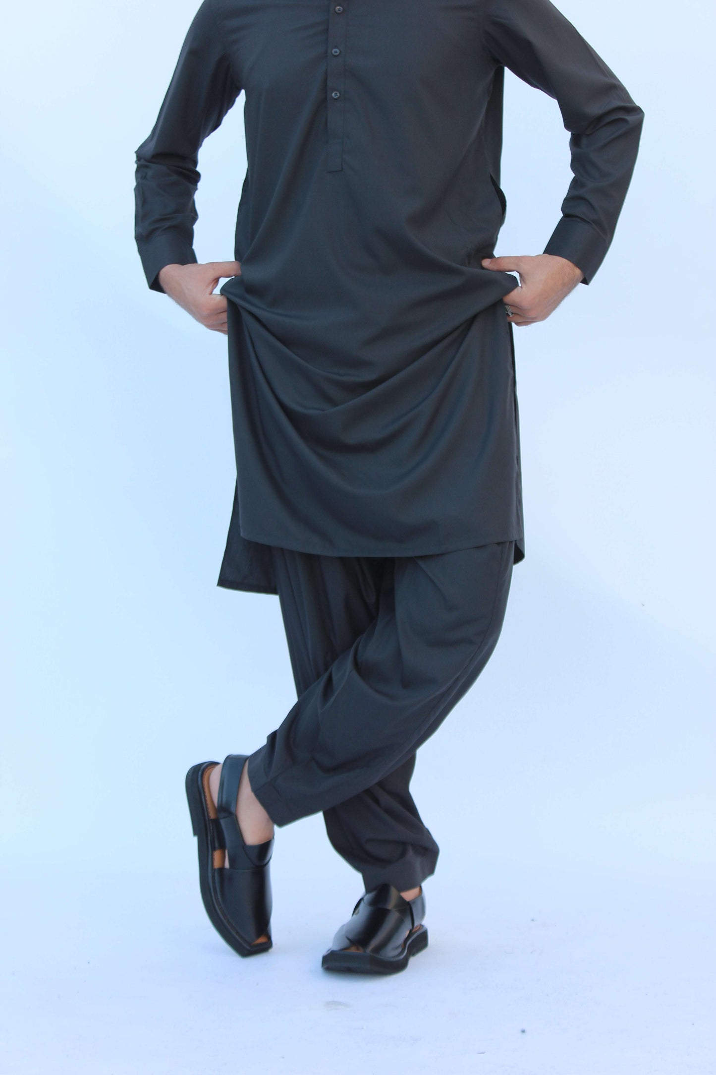 Premium Quality Carbon Shadow Kurta Shalwar by Rennuce