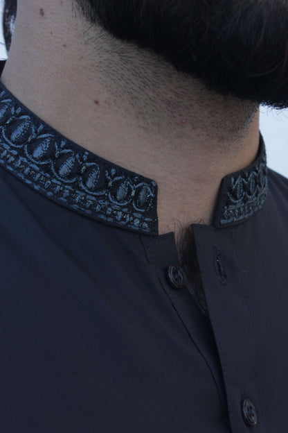 Premium Quality Carbon Shadow Kurta Shalwar by Rennuce