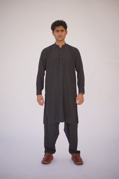 Premium Quality Classic Black Kurta Shalwar by Rennuce
