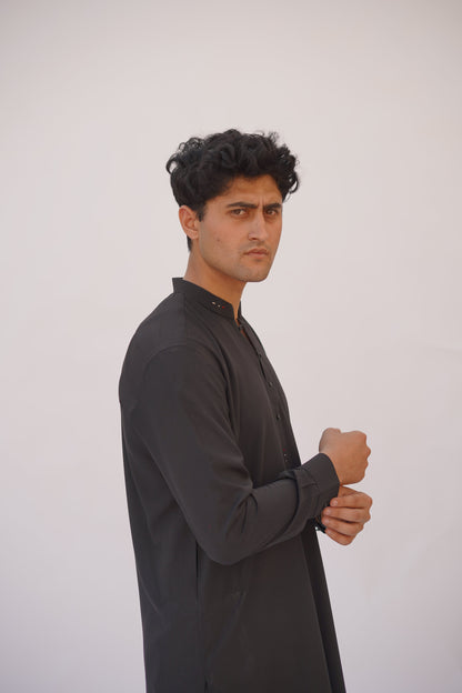Premium Quality Classic Black Kurta Shalwar by Rennuce