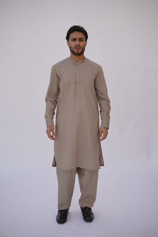 Premium Quality Classic Sandstone Kurta Shalwar by Rennuce