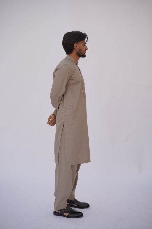 Premium Quality Classic Sandstone Kurta Shalwar by Rennuce