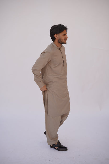 Premium Quality Classic Sandstone Kurta Shalwar by Rennuce