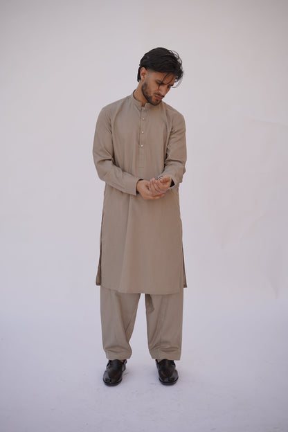 Premium Quality Classic Sandstone Kurta Shalwar by Rennuce
