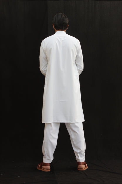 Premium Quality Classic White Kurta Shalwar by Rennuce