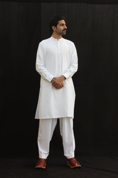 Premium Quality Classic White Kurta Shalwar by Rennuce